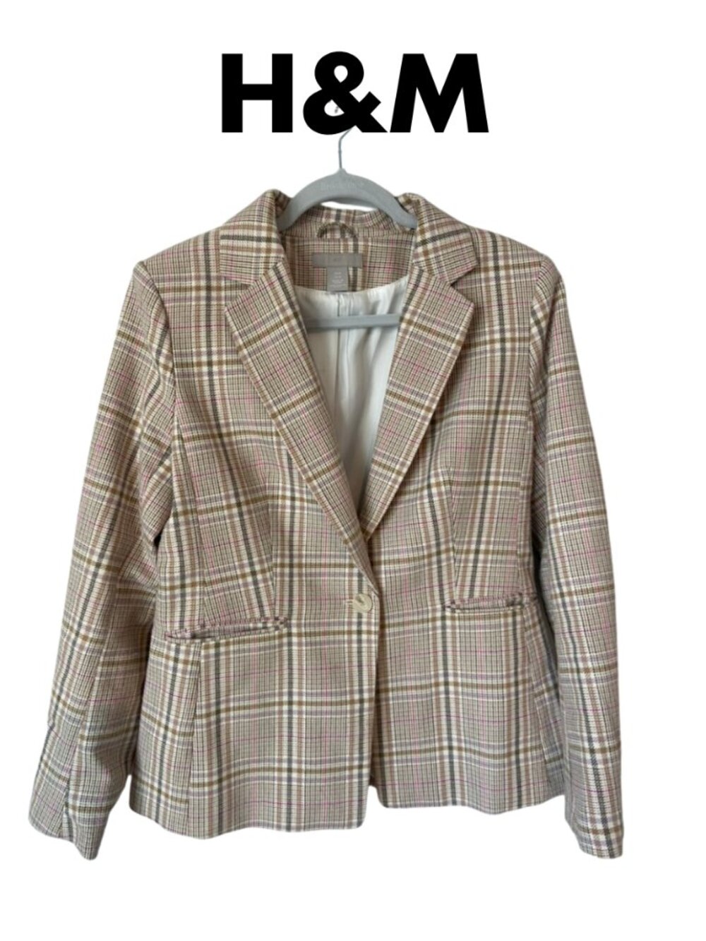 H&M Plaid Single Button Blazer Women's Size Medium
